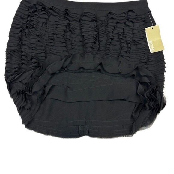 NWT Michael Kors Black Tiered Ruffle Raw Edge Lined Mini Skirt Size 2 - Picture 4 of 11